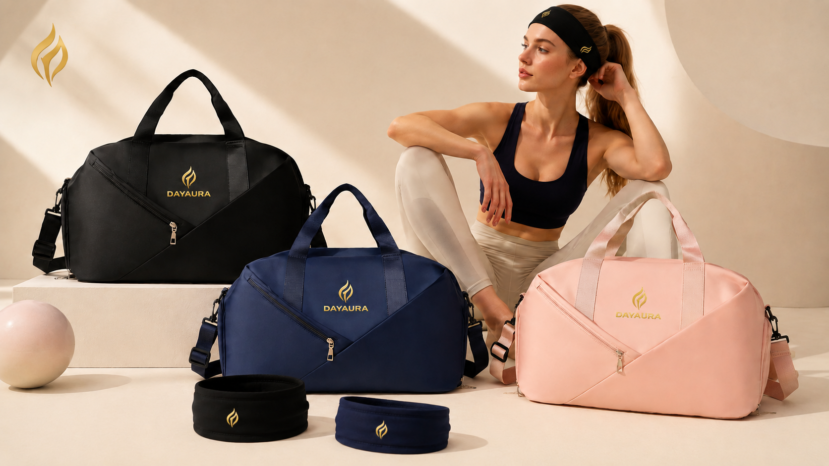 DAYAURA Accessories Collection — Move Duffle Bag and Performance Headband